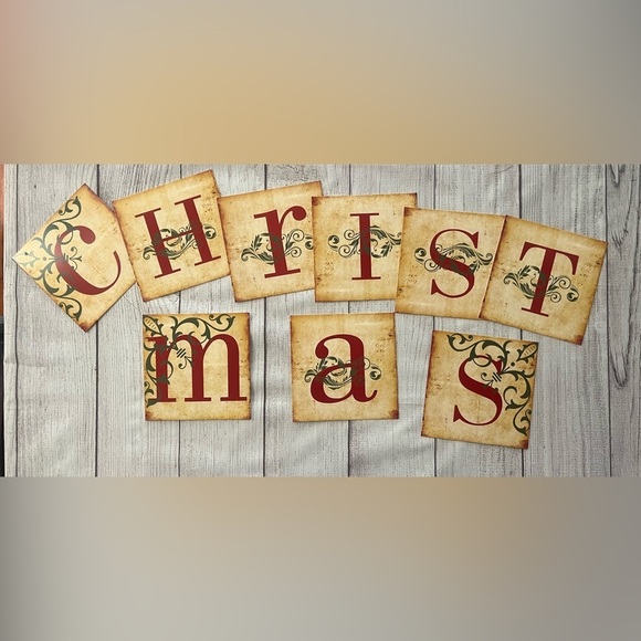 Merry Christmas Banner NWOT Heavy Cardstock w/ 118” Forest Green Ribbon - Picture 3 of 3